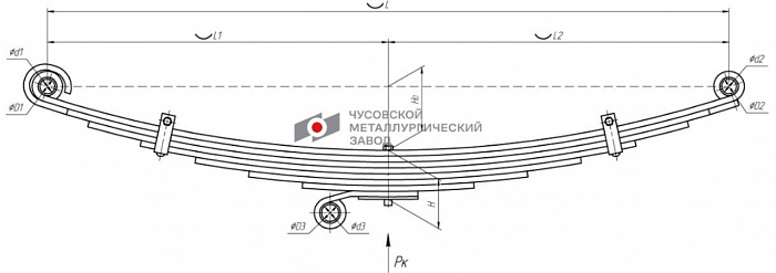 Передняя правая рессора Hyundai HD120 8-листовая