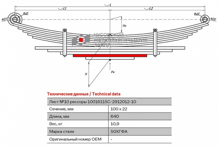 Задний рессорный лист №10 Scania 4-series, PGRT-series