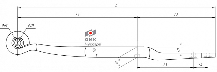 Рессора гнутая однолистовая 1005101BW-U-13.67.0